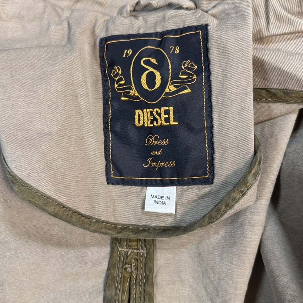 NEW Diesel Jacket in Military Green Size Small 70% Cotton 30% Silk - Picture 7 of 17